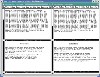 Debugging socket code snapshot